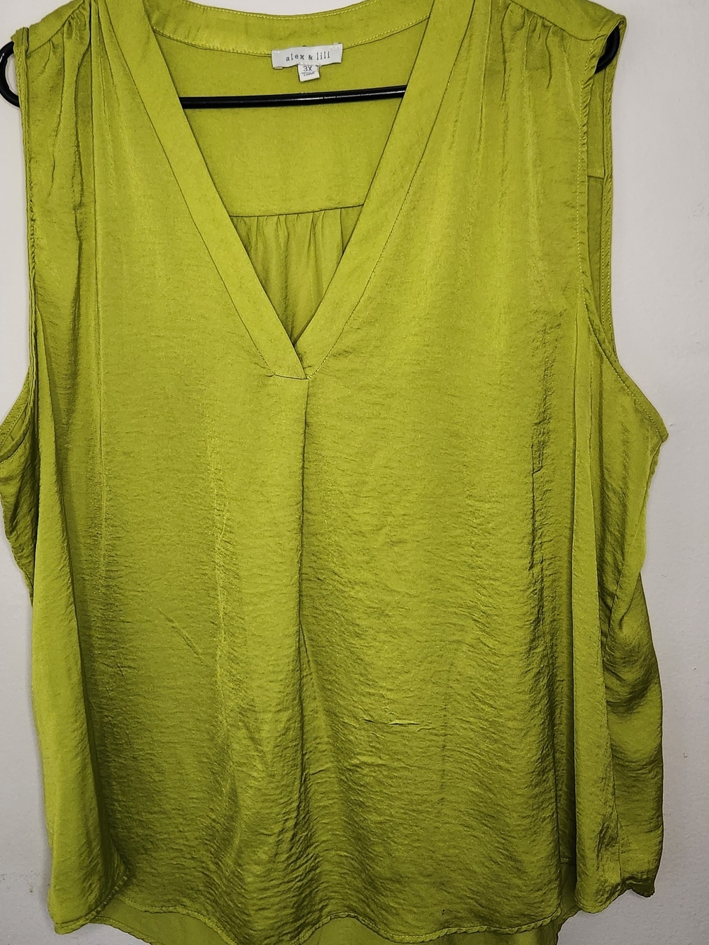 Lime Green V-Neck Sleeveless Blouse